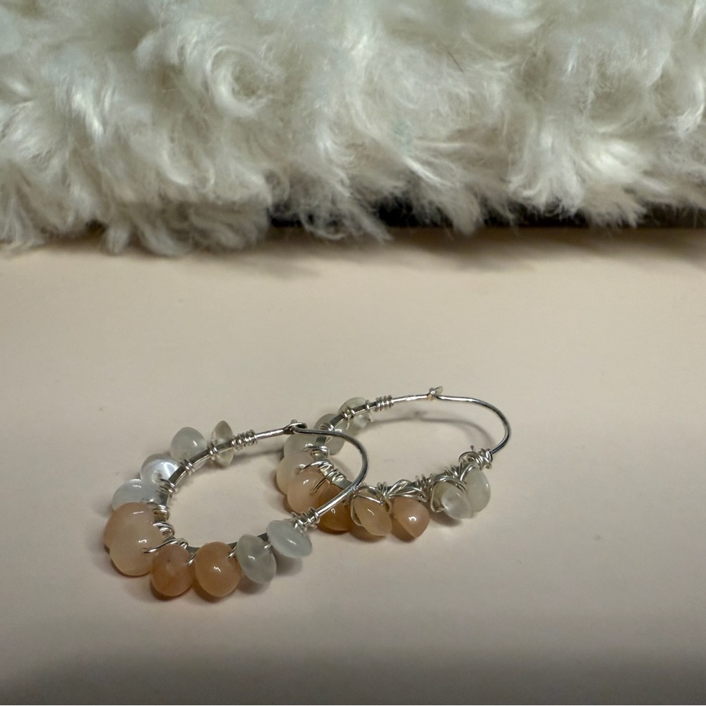 Hand Crafted Wire Wrapped Earrings in Neutral Colors - Picture 5 of 5